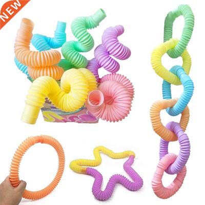 6Pcs Colorful Pop Tubes Coil Pop Magical Toy Circle Sress Re
