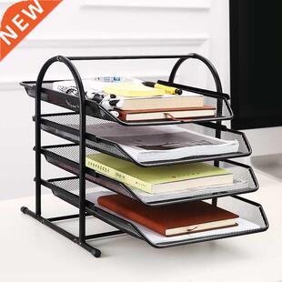 4 Tiers Desk Organizer Tray Office A4 Paper Metal Mesh Deskt