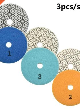 3PCS 4 Inch 100mm Dry/Wet Dimond 3 Step Polishing Pds Grn
