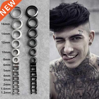 316L Stainless Steel Ear Plugs and Tunnels Piercings Black S