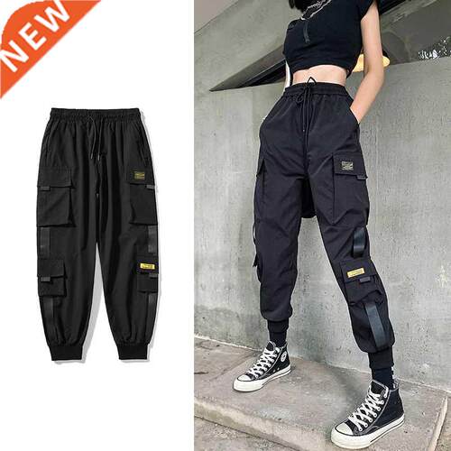 Sreetwear Black Pants Women Korean Style Elastic Waist Sweat