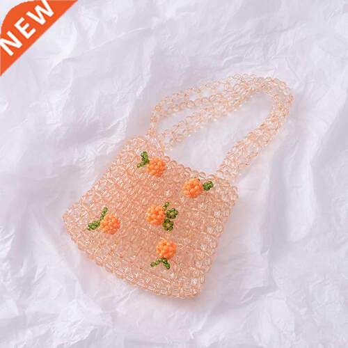 Retro Orange Beaded Bag Clear Crystal Jelly Clutch Bag Girl