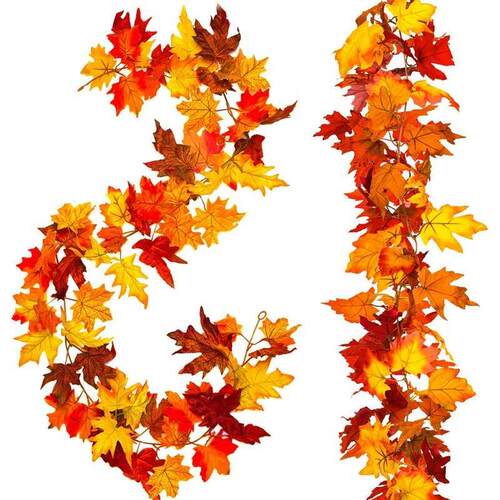 2 Pcs Artificial Autumn Maple Leaves Garland Fall Hanging Pl