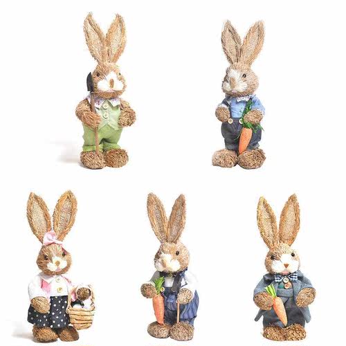 10 Styles Cute Straw Standing Rabbits Bunny Decorations East