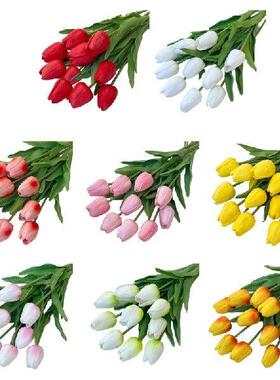 K1MF Buket Bunga Buatan Tulip Nyata Sentuh 10 Buah Buket