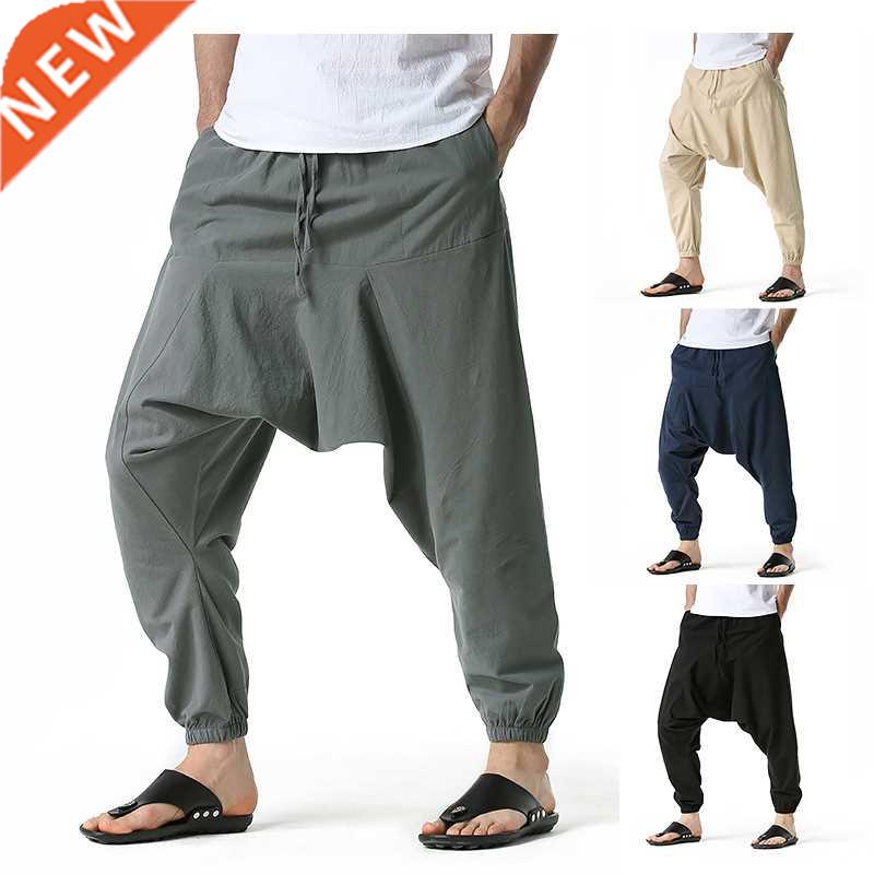 Cotton Joggers Men Baggy Hippie Boho Gypsy Aladdin Cargo Pan