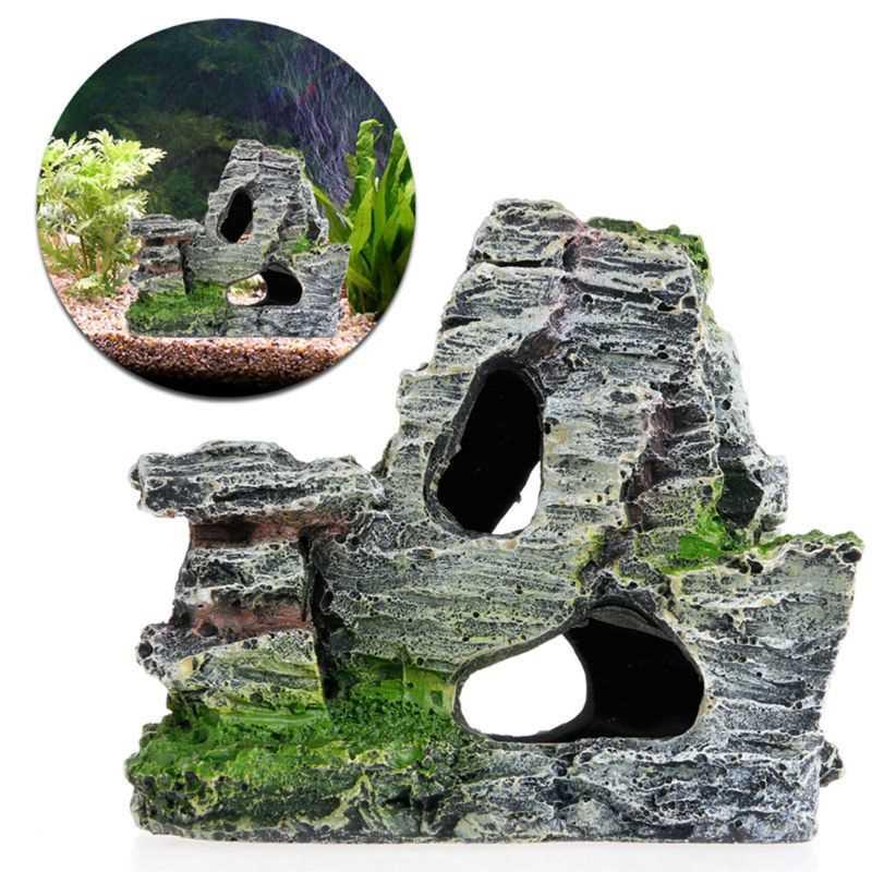 Mountain View Aquarium Decoration Moss Tree House Resin Cave