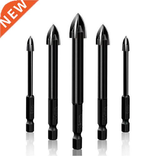 5pcs/set Cemented Carbide Drill Bit Cross Hex Tile Glass