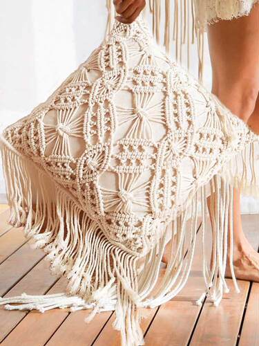 Cotton Cord Hand-Woven Tassel Retro Pillow Cover Ins