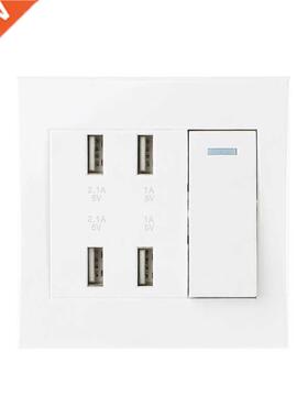 220V 10A Wall Switch Socket 4 Port USB Charger Power Outlet