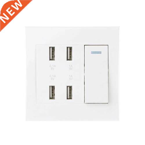 220V 10A Wall Switch Socket 4 Port USB Charger Power Outlet