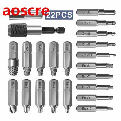 22pcs Damaged Screw Extractor Set with Locking Socket Adapte