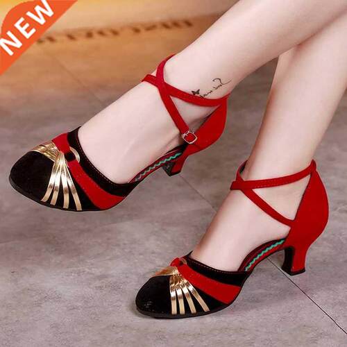 Zapatos de baile para mujer, tacón de 5,5 cm, Punta cerrada