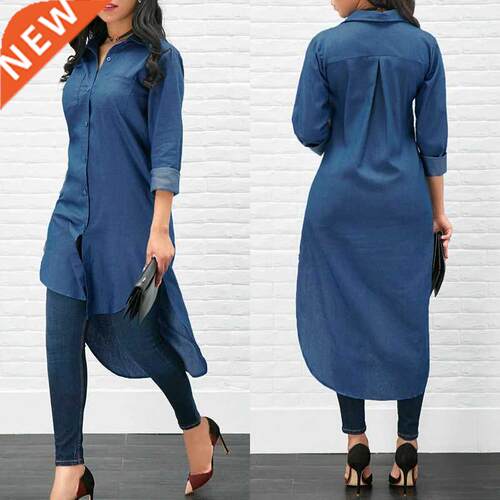 Long Fashon Women Denm Shrt Long Sleeve Loose Blouse Lady