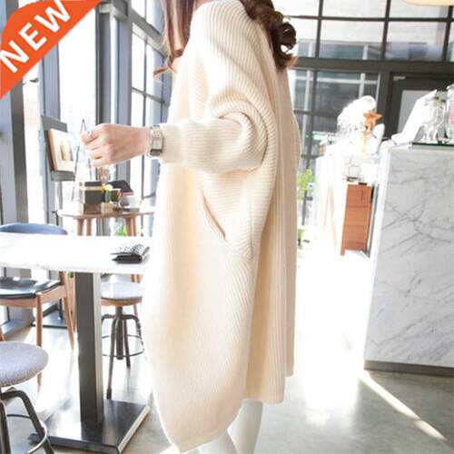 2021 Long Cardigan Women Sweater Autumn Winter Bat Sleeve Kn