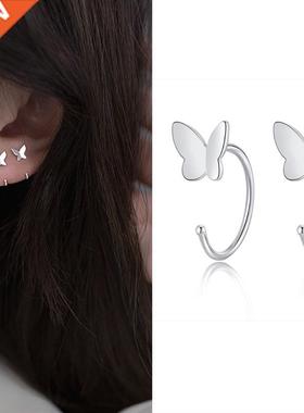 Sliver Colour utterfly Geometric Asymmetric Stud Earrings f