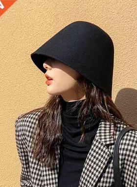 Vintage Bucket Hat Cap Panama Women Men Vintage Winter Wool