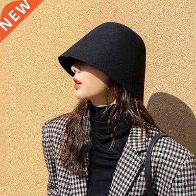 Vintage Bucket Hat Cap Panama Women Men Vintage Winter Wool