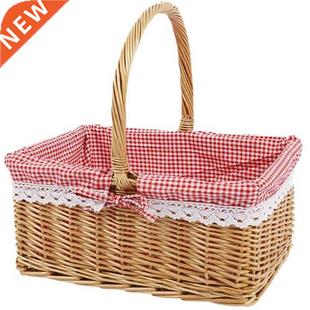Picnic Basket Wicker Basket Shopping Basket Rectangle Red