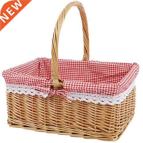 Picnic Basket Wicker Basket Shopping Basket Rectangle Red