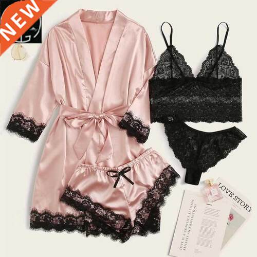 Long-sleeved yukata sexy home wear four-piece home wear