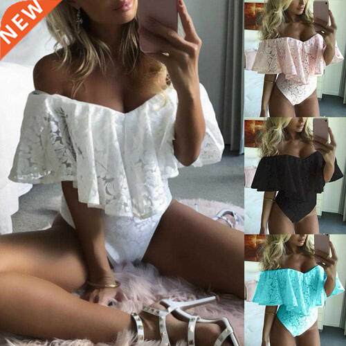 Sexy off-the-shoulder lacebodysuit top性感露肩蕾丝紧身连衣裤