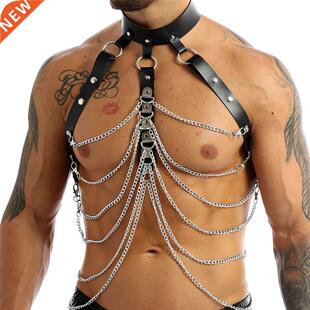 Mens Fashion Night Parties Clubwear Body Shoulder Chest Belt