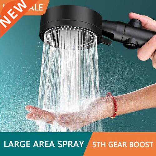 Shower Head Water Saving Black 5 Mode Adjustable High