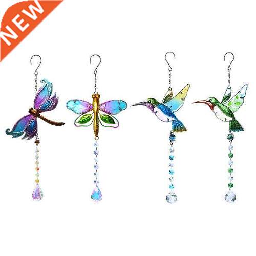 Dragonfly Bird Crystal Pendant Colorful Beads Hanging Drop