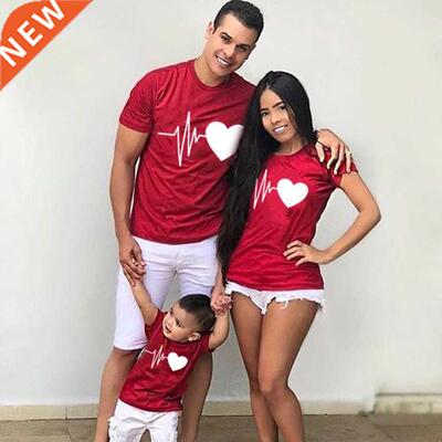 Heartbeat Outfits Christmas Family Matching T-shirt lovely M