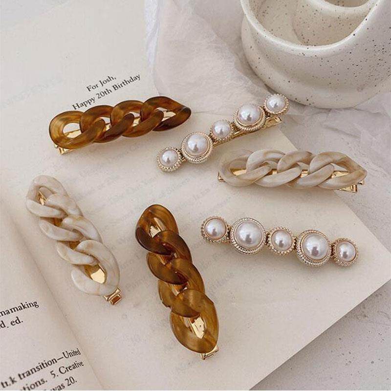 new handmade chain hair clips gold color long barrettes hair