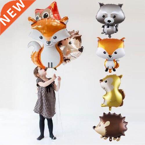 Cute Animal Foil Balloons Raccoon Fox Helium Ballon Happy