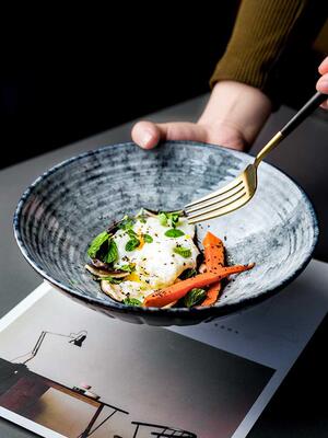 Japanese ceramic bowl embossed ramen bowl home soup bowl