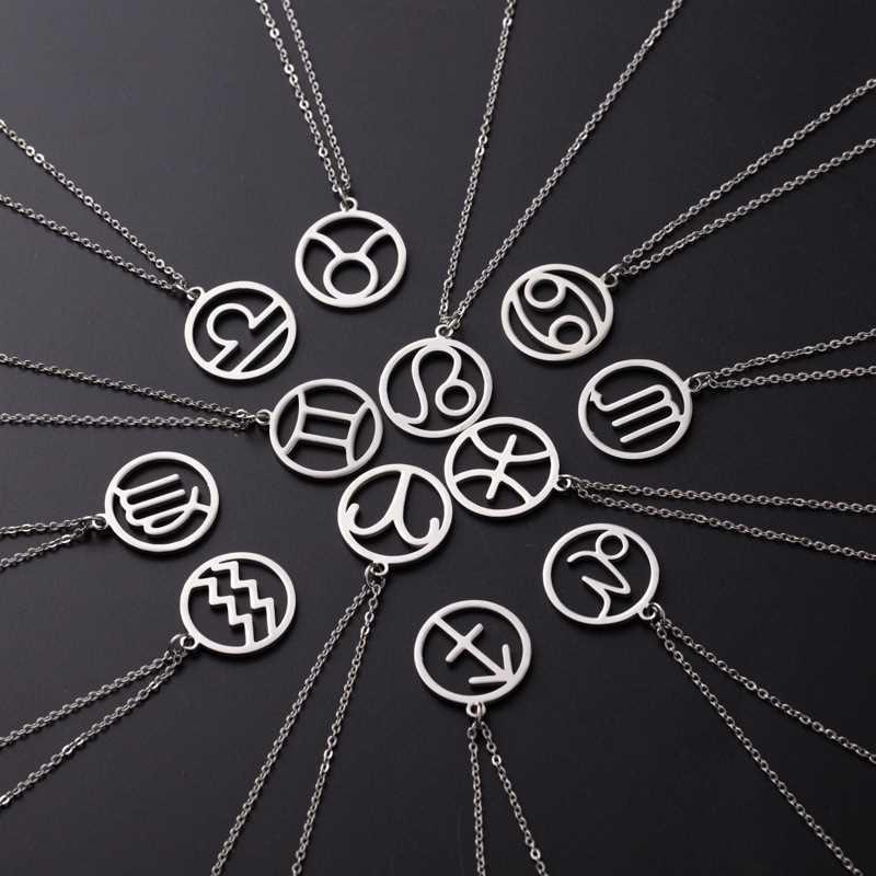 new stainless steel star zodiac sign necklace 12 constellati