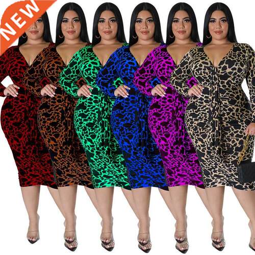 5xl Large-size Fat MM Autumn printed Ladies Dress大码秋季裙