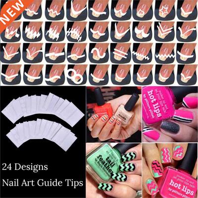 24 sheets/lot French Manicure DIY Nail Art Tips Guides Stick