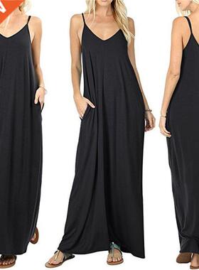 Sexy Women Maxi Dress with Poets Loose Sling Dress Female