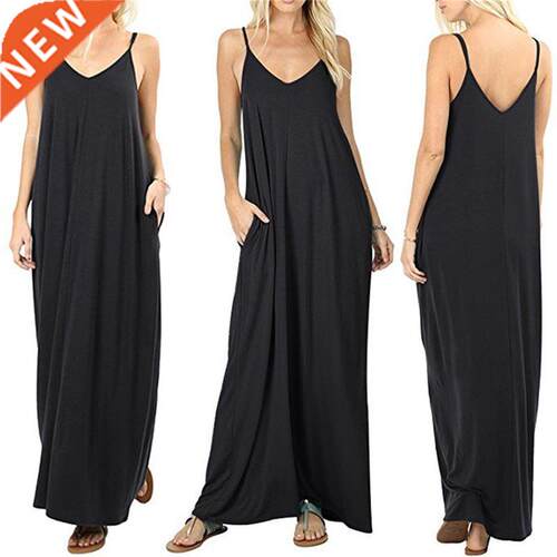 Sexy Women Maxi Dress with Poets Loose Sling Dress Female