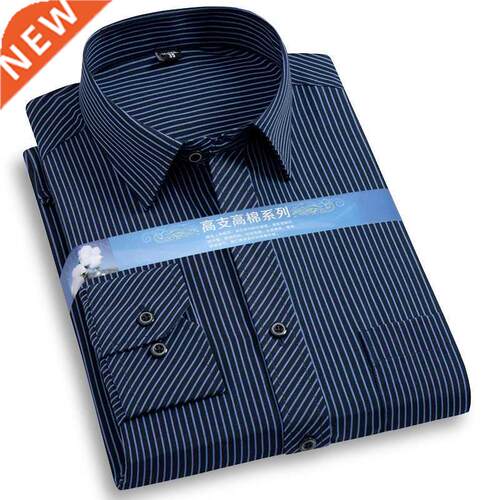 New Plus Size Mens Striped Dress Shirts Formal Fashion Socia