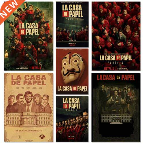 Buy 3 Get 4 Money Heist Posters Kraft Paper La Casa De Pape