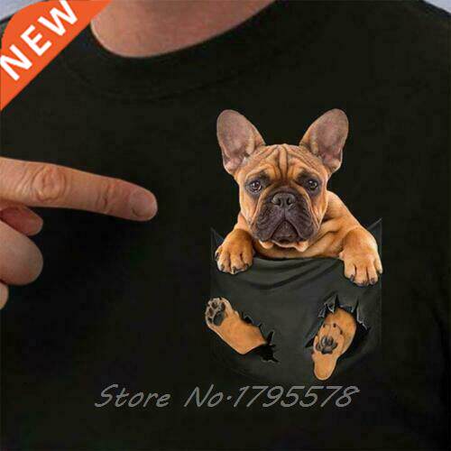 French Bulldog In Pocket Men T-Shirt Ser Cotton T Shirt M