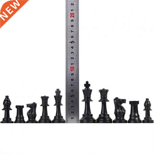 64/75mm Plastic 32 Medieval Chess Pieces Black&White Com