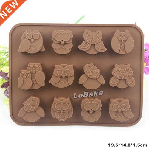 12 style night owl bird shape silicone chocolate mold soap