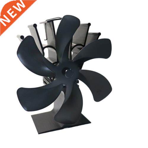 2021 New Black Fireplace 6 Blades Heat Powered Stove Fan Log