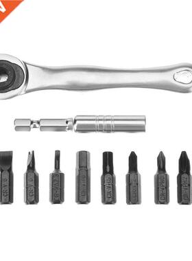 12pcs Function Ratchet Wrench Set Drill Bits Kit Repair Hand