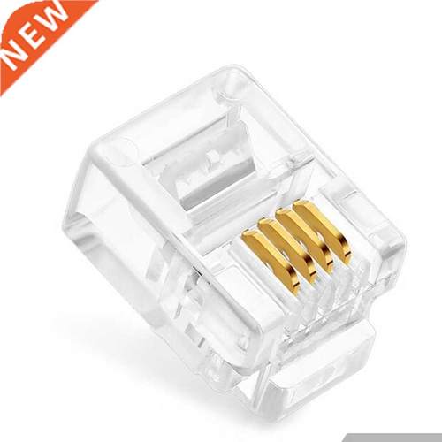100Pcs Clear RJ11 6P4C Modular Jack Network Male Plugs 4 Pi