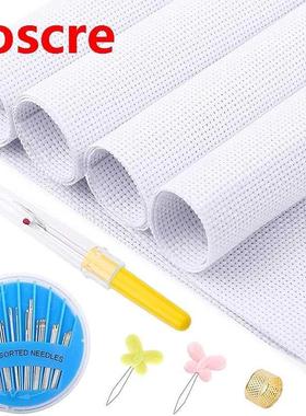 MIUSUE 4 Pcs Cloth Cross Stitch Fabric 14 Count Embroidery C