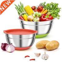 2 Pack Mixing Bowls With Airtight Lids, Colorful Stainless