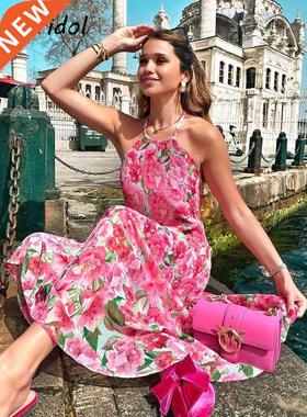 Foridol Sleevelss Halter Maxi Summer Dress for Women Sexy Ba