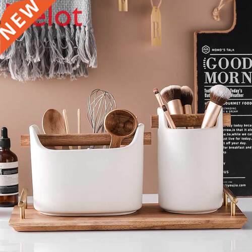 Vintage Bucket-Shaped Ceramic Drain Chopsticks Tube Kitchen